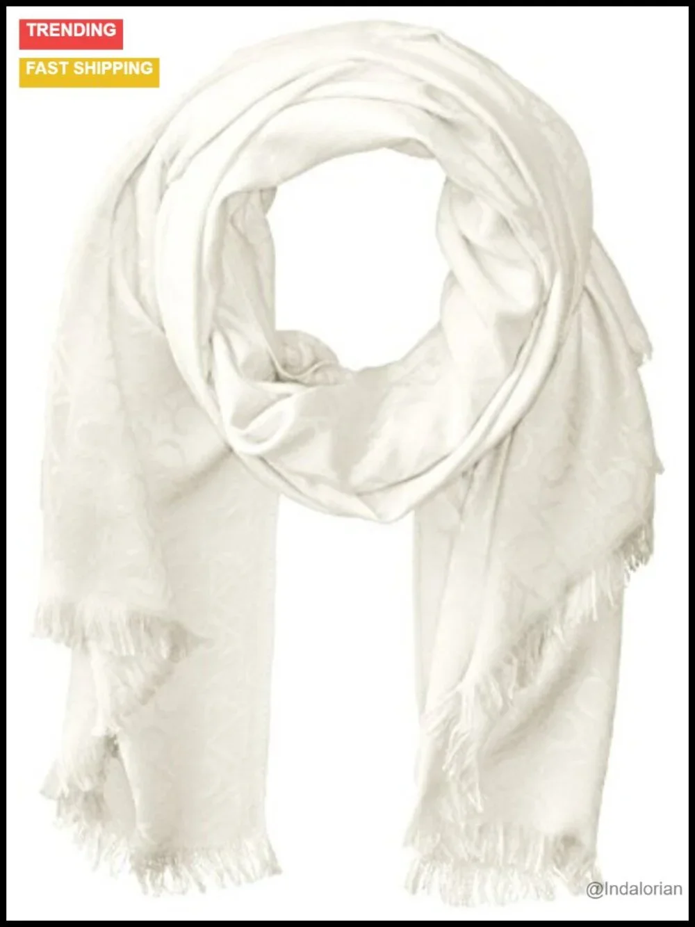 Lightweight Pashmina Scarf with Tonal Logo - Rayon Wrap